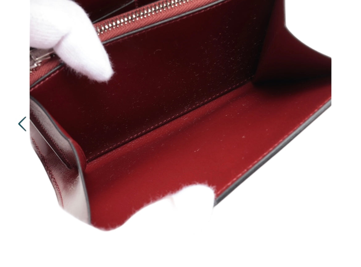 Hermes Rouge Box Leather Constance Mini Wallet