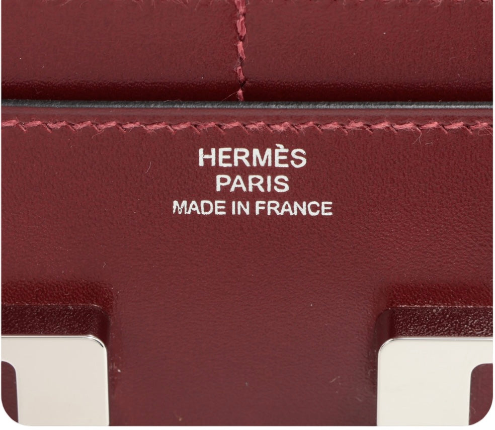 Hermes Rouge Box Leather Constance Mini Wallet