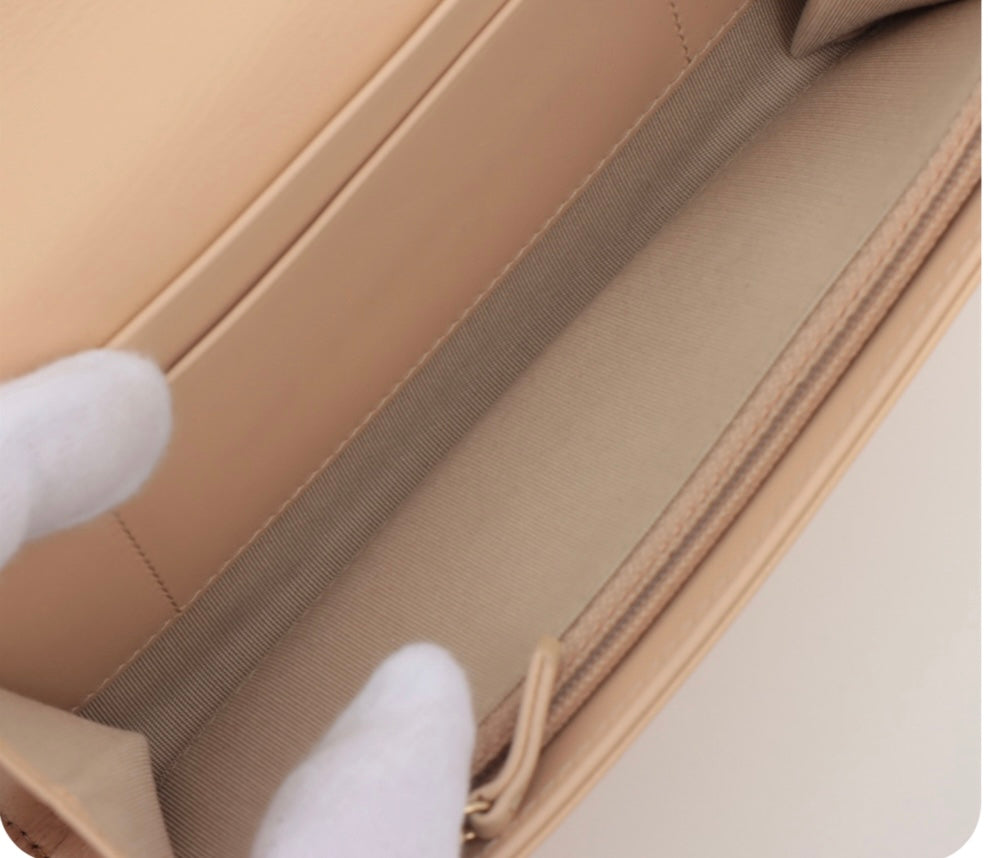 Chanel 19 Beige Lambskin Long Wallet