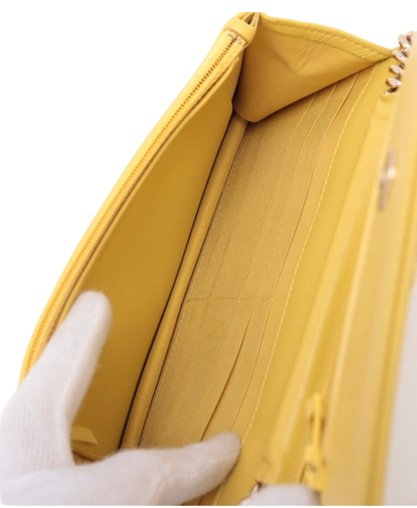 Chanel Yellow Woven Lambskin Boy WOC