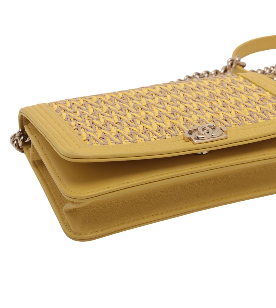 Chanel Yellow Woven Lambskin Boy WOC