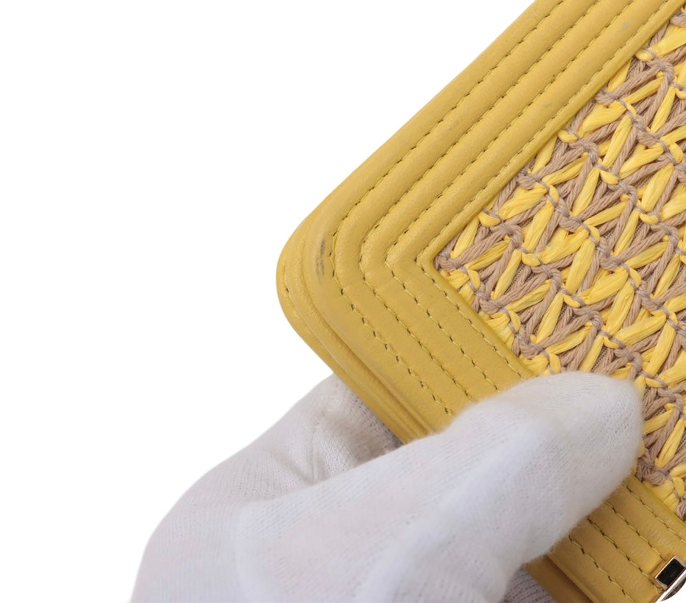 Chanel Yellow Woven Lambskin Boy WOC