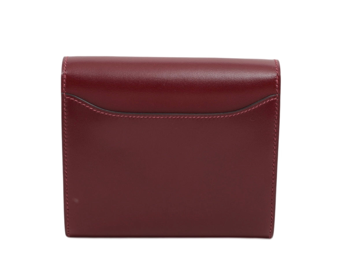 Hermes Rouge Box Leather Constance Mini Wallet