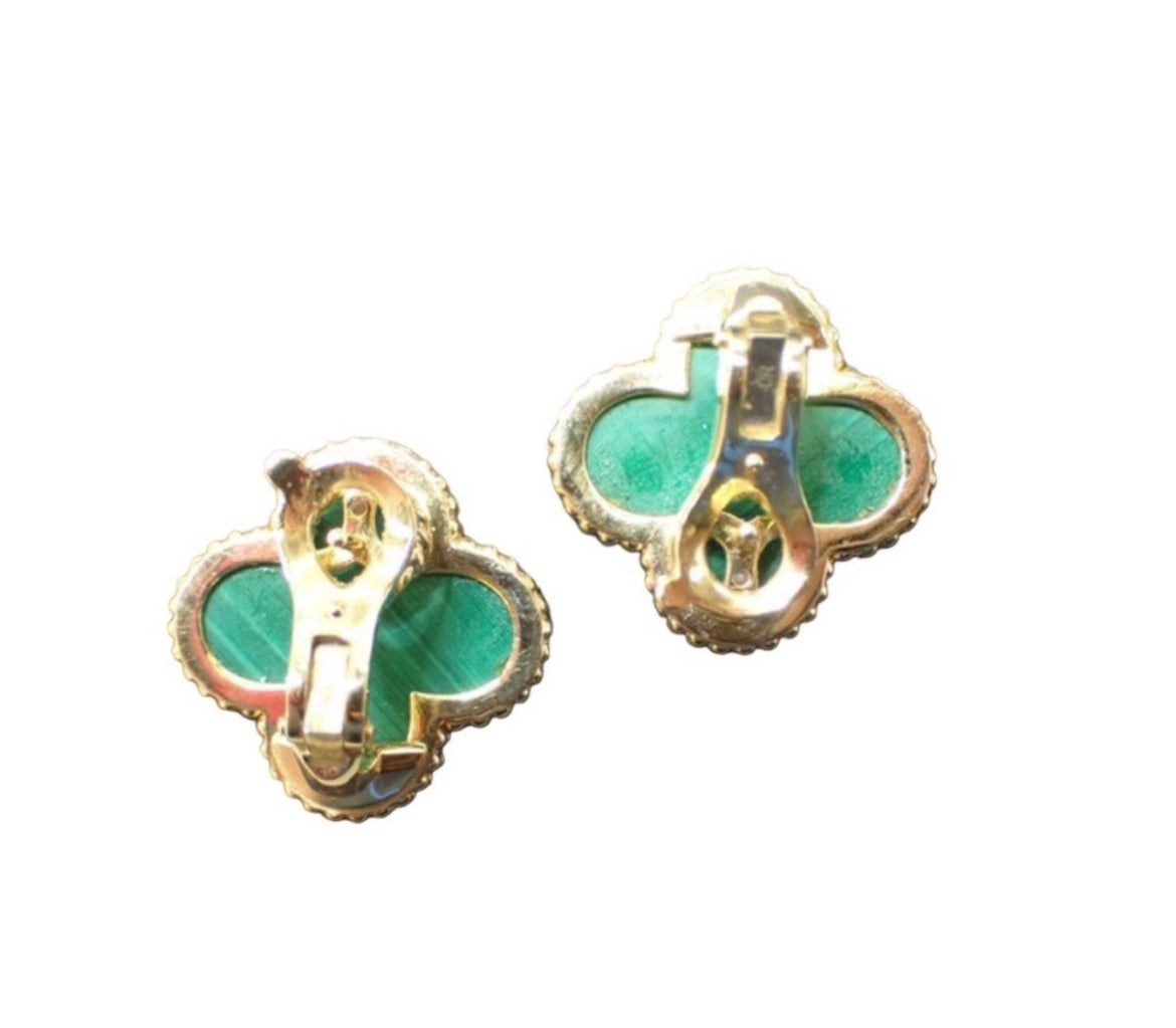 Van Cleef &Arpels Magic Malachite Earrings 18k Gold