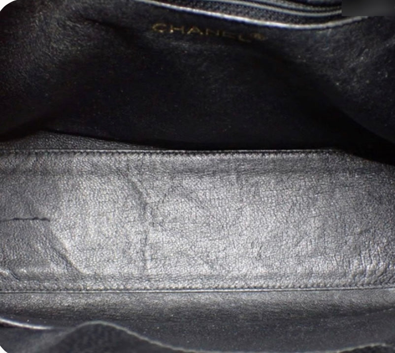 Chanel Black Caviar Tote with Wood Acrylic Handles