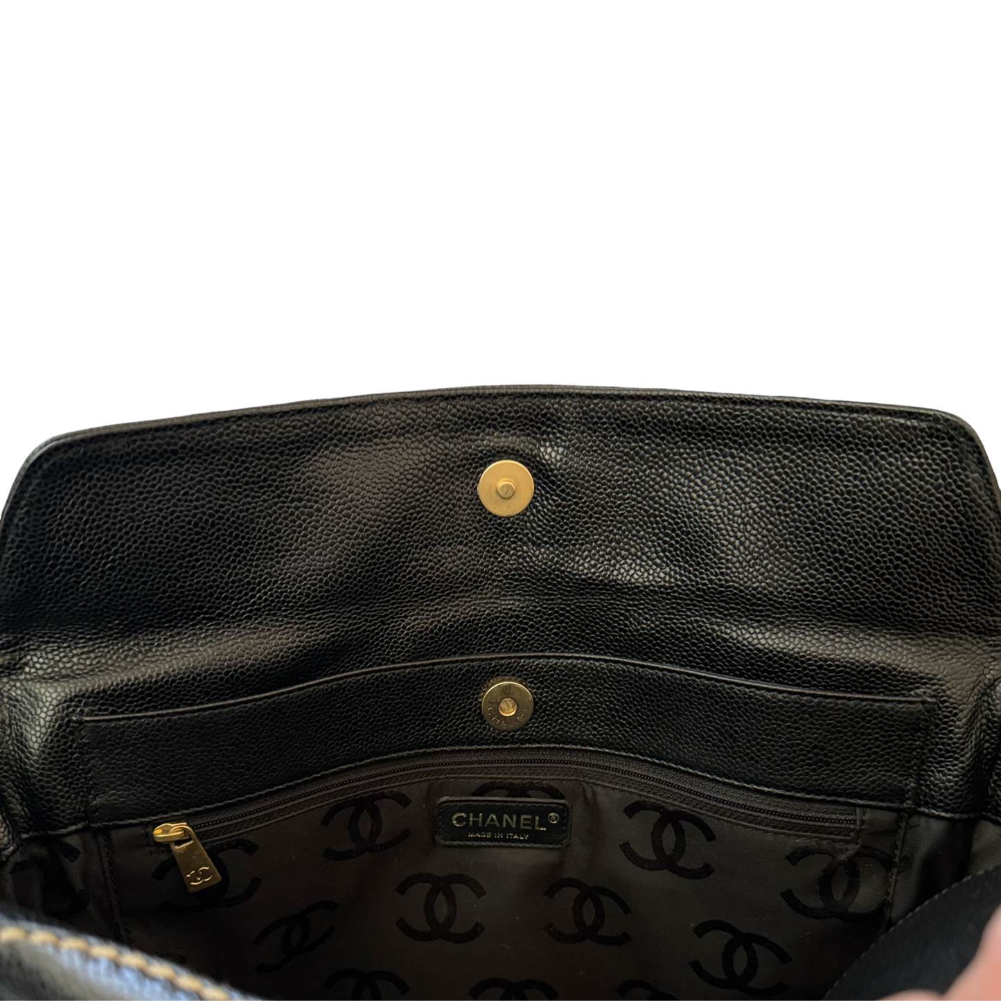 Chanel Black Caviar CC Stitch Tote