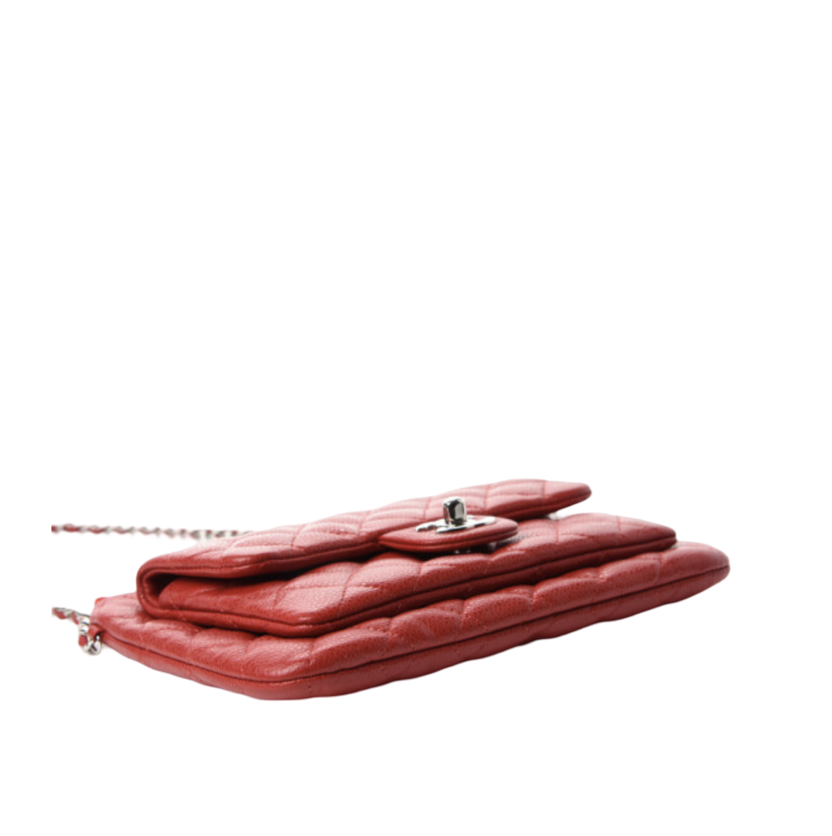 Chanel Red Caviar Front Pocket Interlocking CC Crossbody Bag
