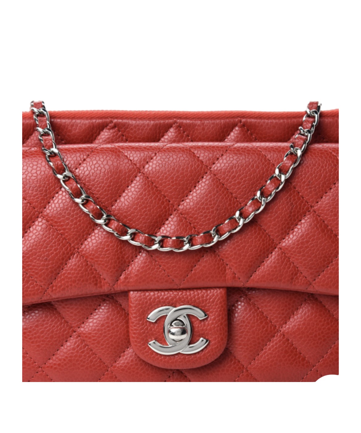Chanel Red Caviar Front Pocket Interlocking CC Crossbody Bag