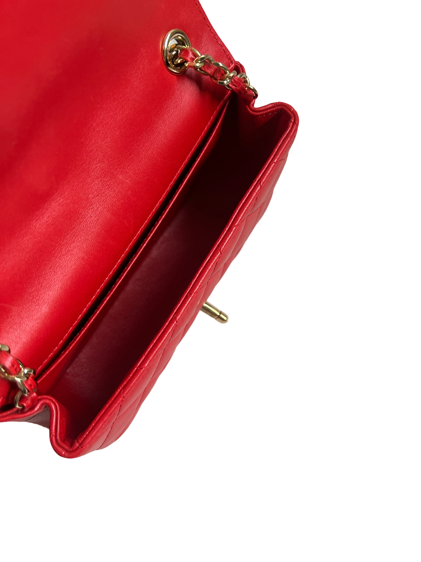 Chanel Red Lambskin Peace Sign Extra Mini Flap Bag