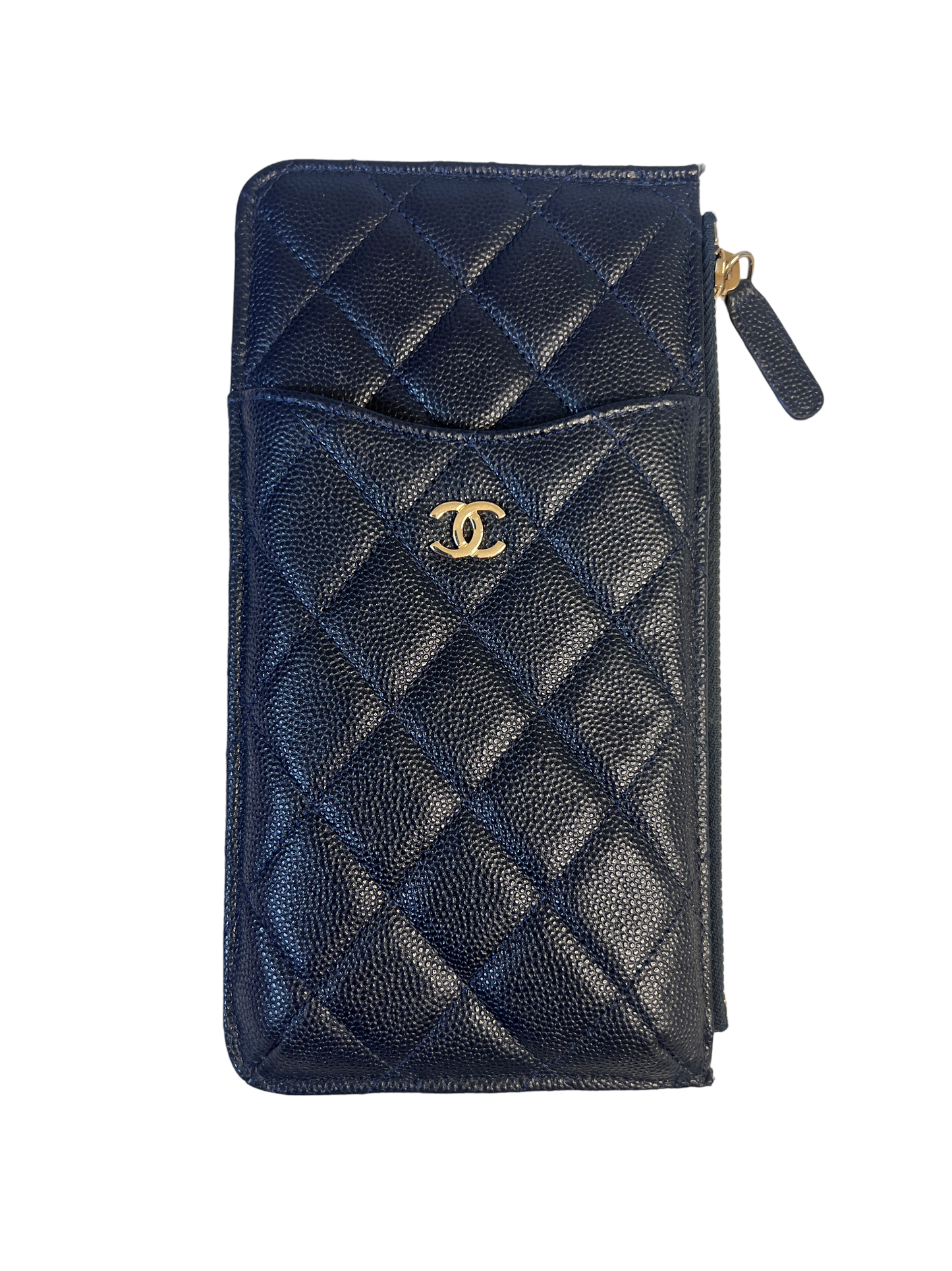 Chanel Navy Caviar leather Card/Phone Holder