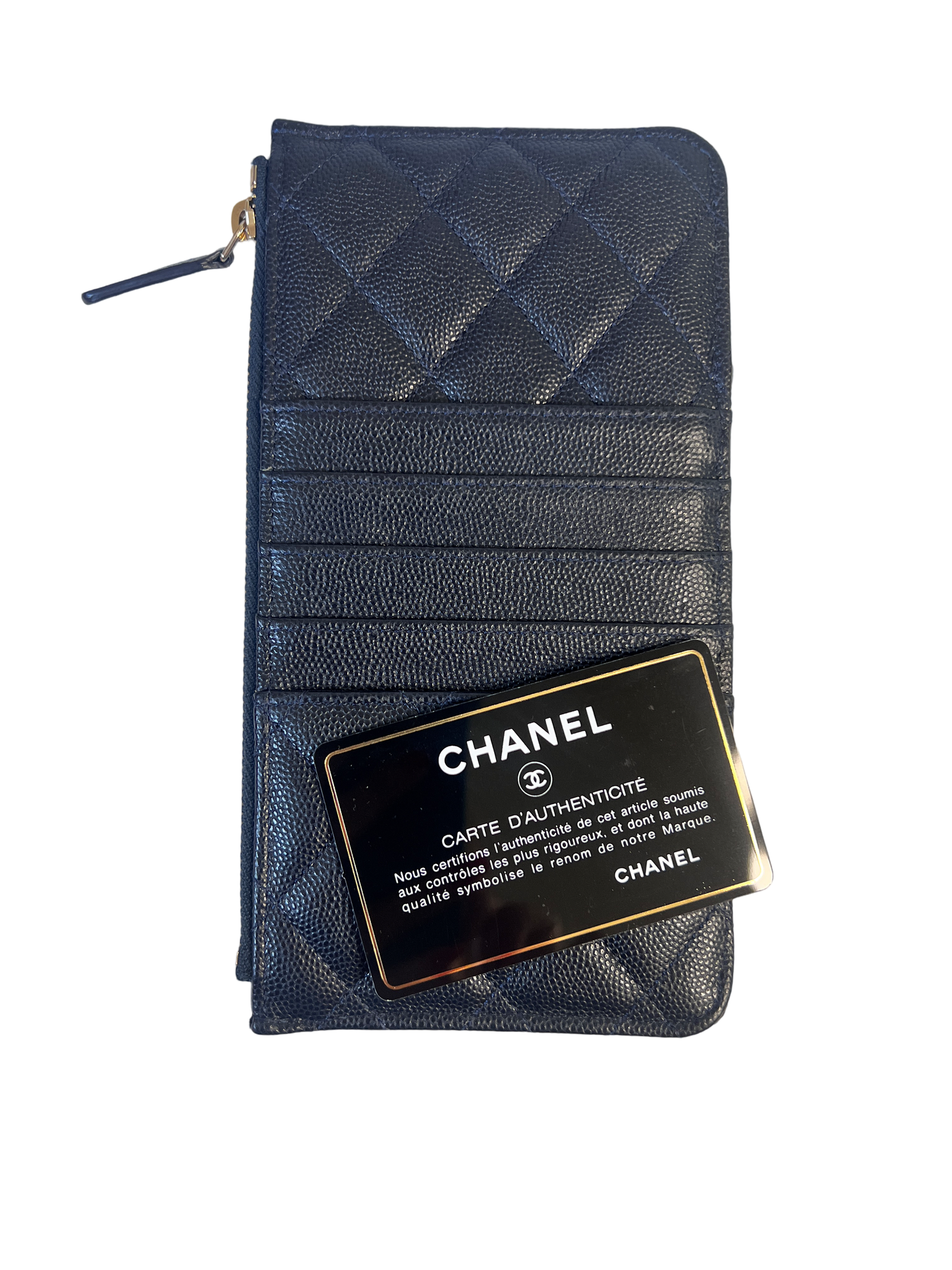 Chanel Navy Caviar leather Card/Phone Holder