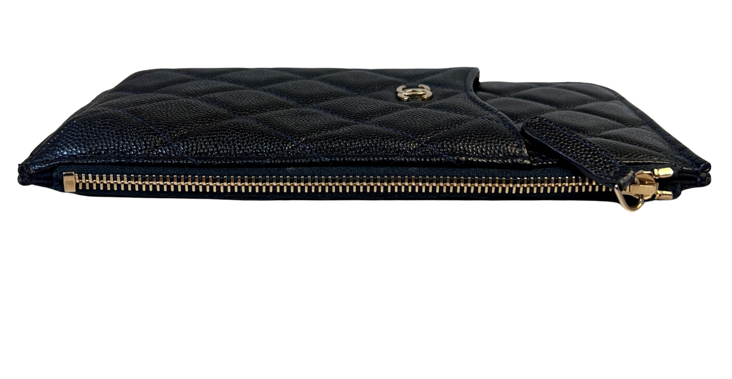 Chanel Navy Caviar leather Card/Phone Holder