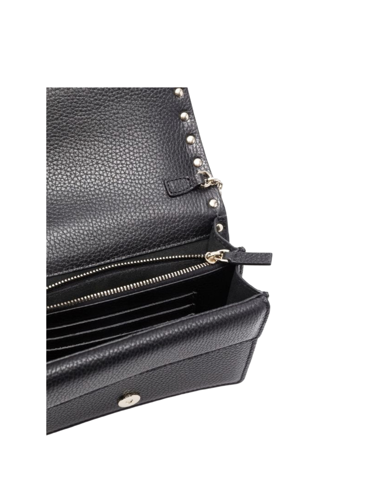 ROCKSTUD BLACK CALFSKIN CHAIN POUCH