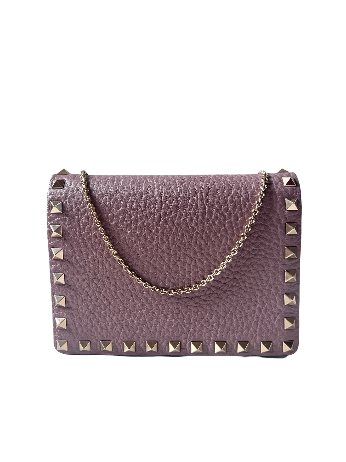 ROCKSTUD MAUVE CALFSKIN CHAIN POUCH