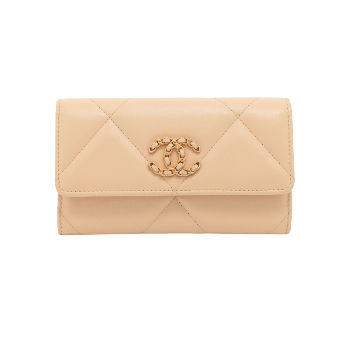 Chanel 19 Beige Lambskin Long Wallet