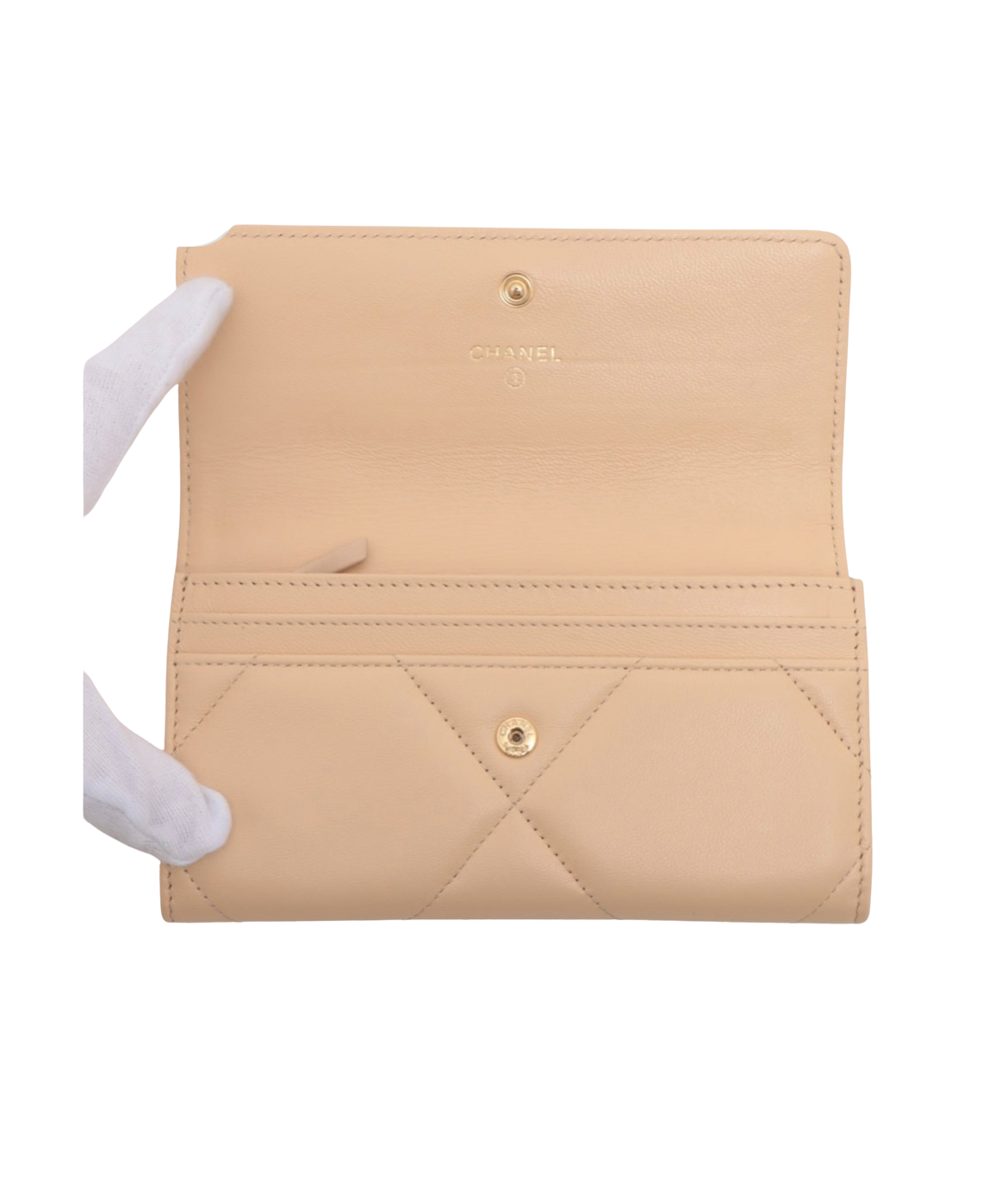 Chanel 19 Beige Lambskin Long Wallet