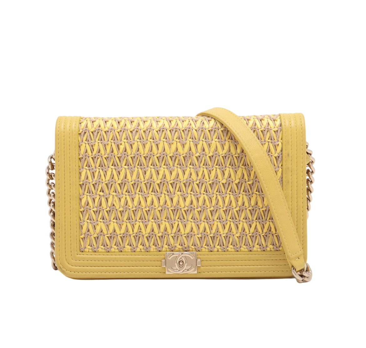 Chanel Yellow Woven Lambskin Boy WOC