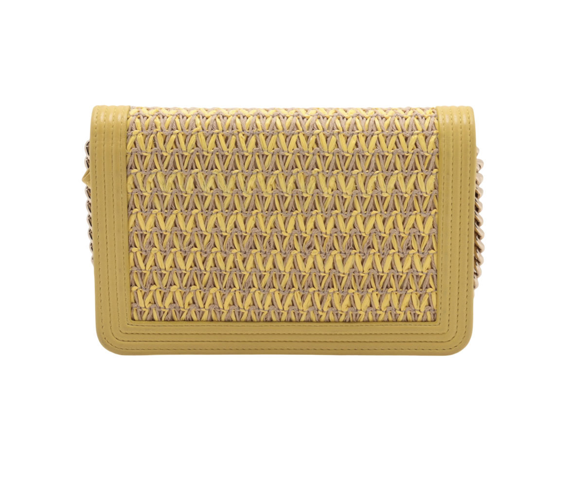 Chanel Yellow Woven Lambskin Boy WOC