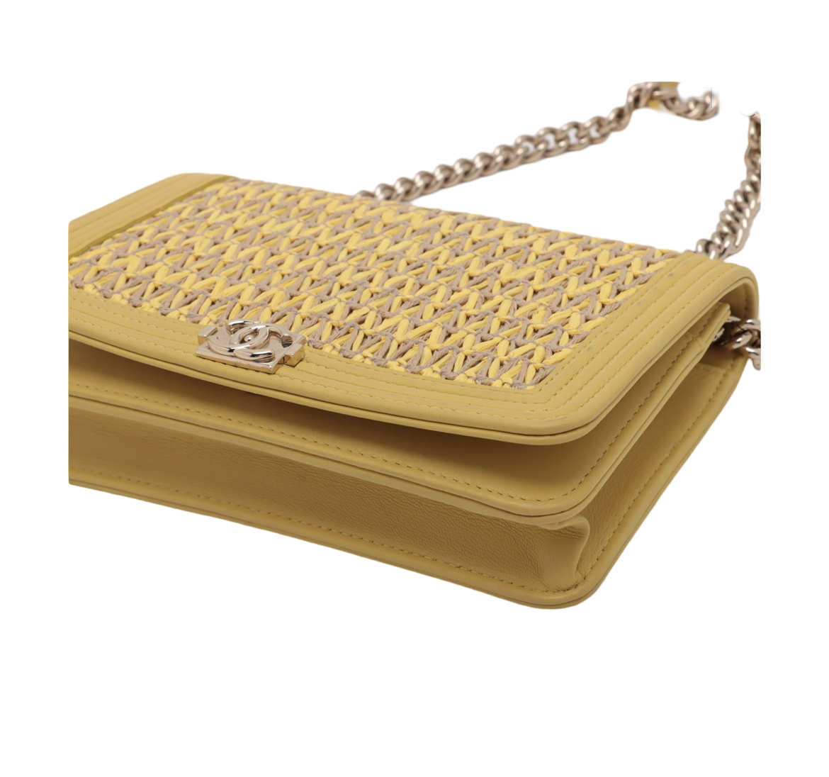 Chanel Yellow Woven Lambskin Boy WOC