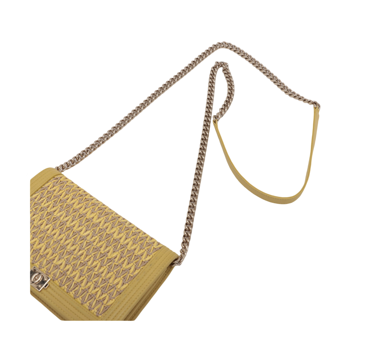 Chanel Yellow Woven Lambskin Boy WOC