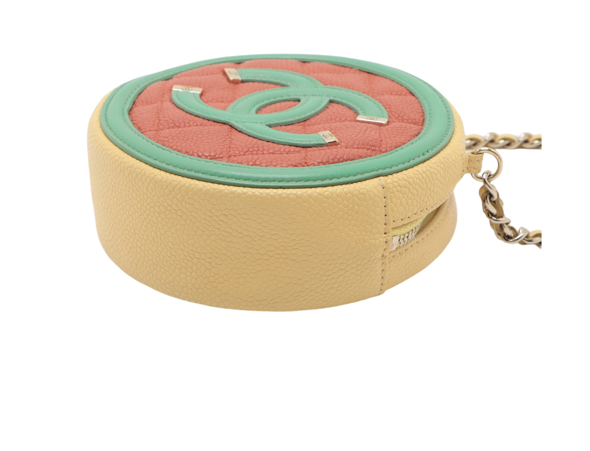 Chanel Tricolor Caviar Filigree Round Crossbody Bag