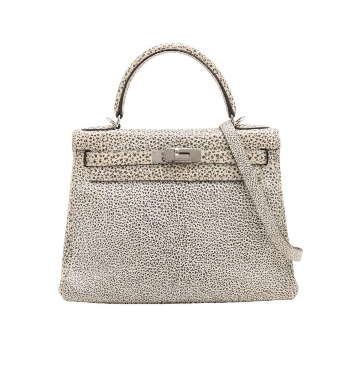 HERMÈS 28CM KELLY RETOURNE DALMATIAN BUFFALO PHW