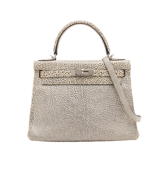 HERMÈS 28CM KELLY RETOURNE DALMATIAN BUFFALO PHW