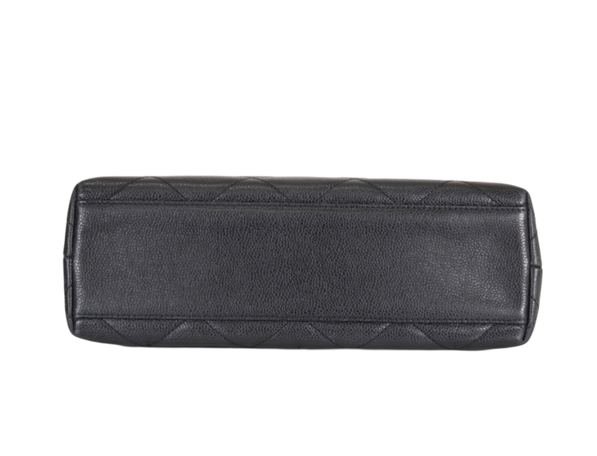 Chanel Black Caviar Tote with Wood Acrylic Handles