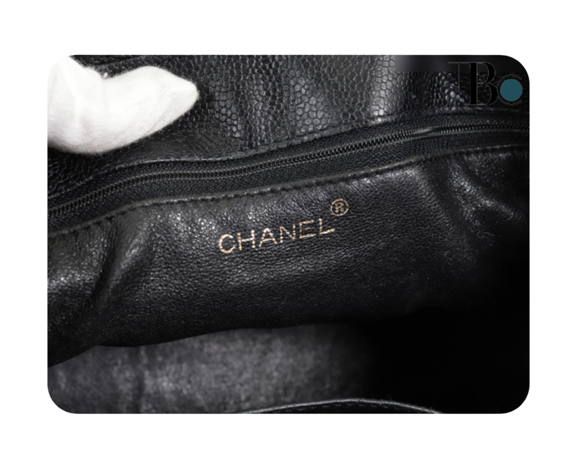 Chanel Black Caviar Tote with Wood Acrylic Handles
