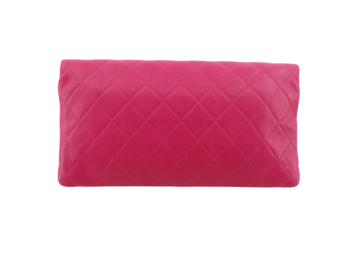 Chanel Pink Quilted Lambskin Clutch