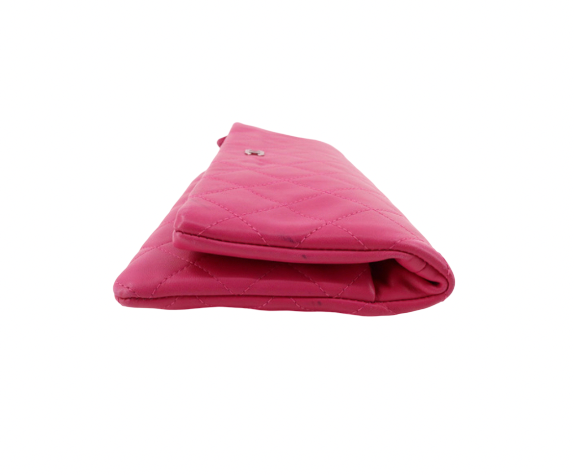 Chanel Pink Quilted Lambskin Clutch