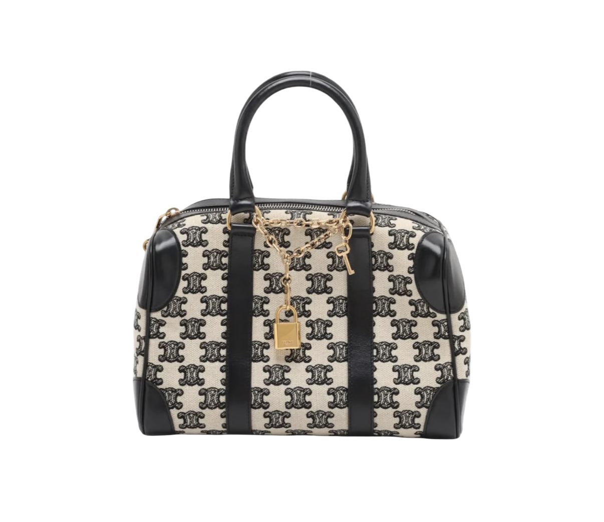 Celine Canvas & Leather Triomphe Boston Bag