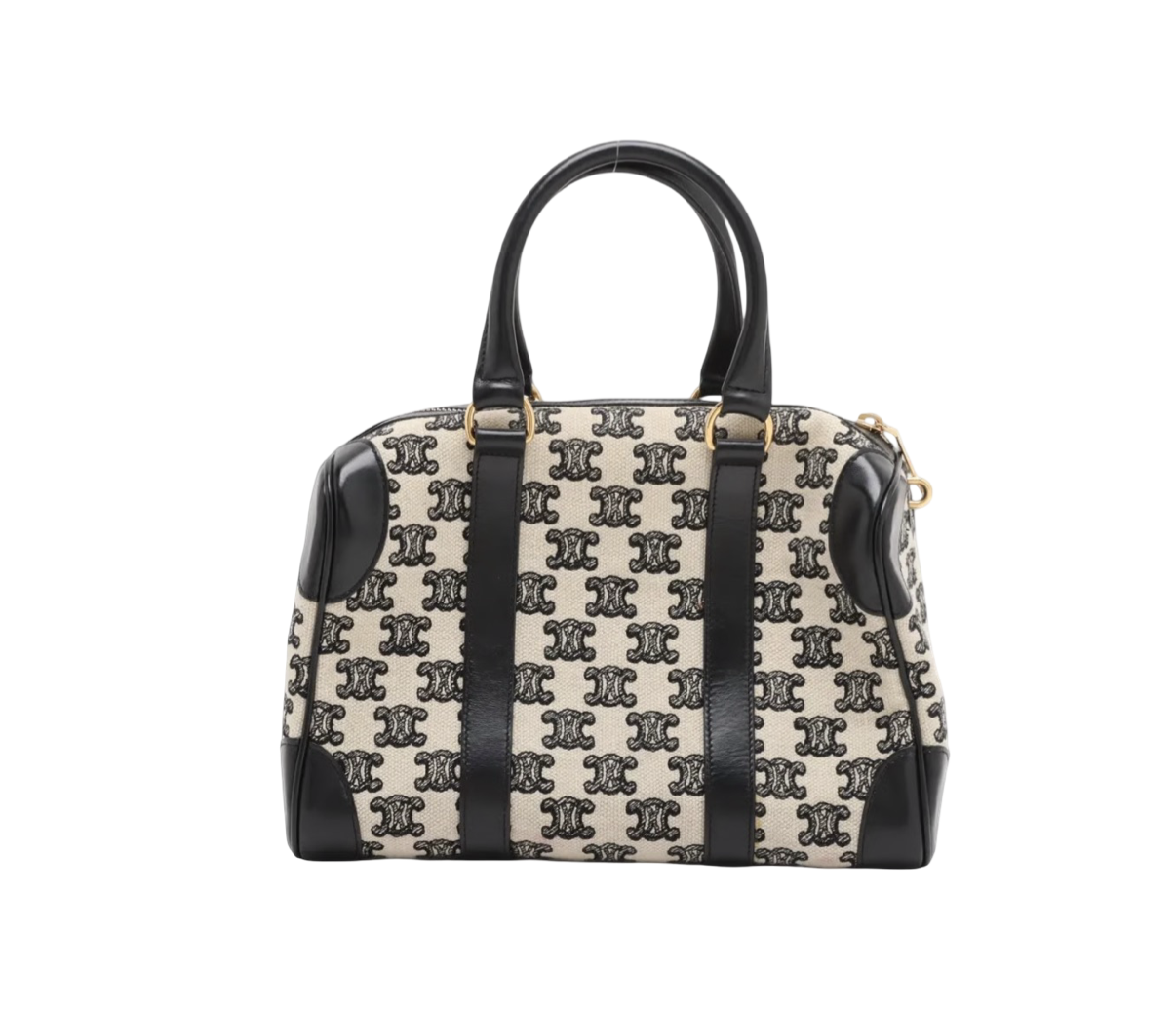 Celine Canvas & Leather Triomphe Boston Bag