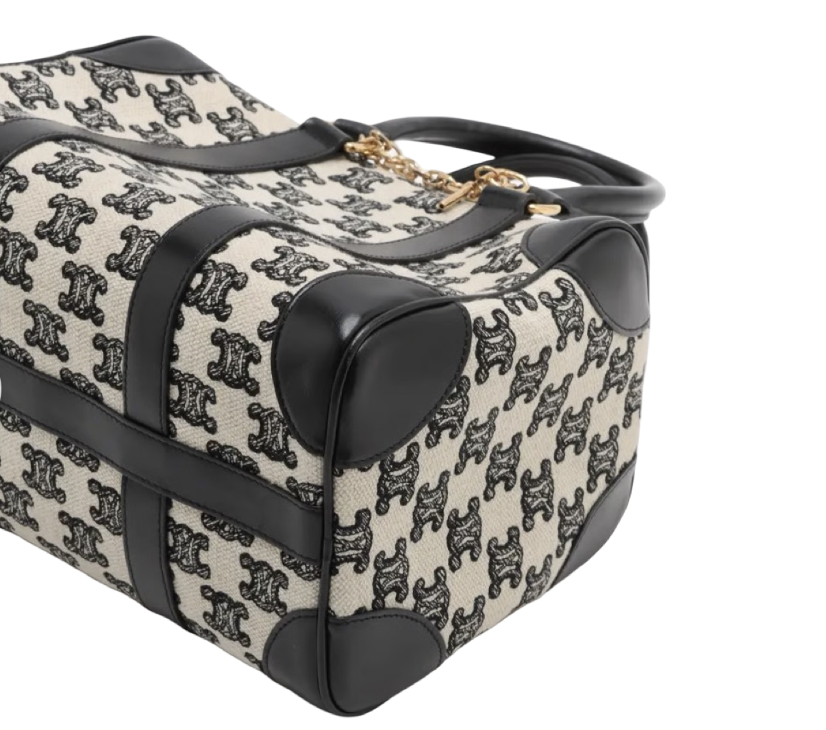 Celine Canvas & Leather Triomphe Boston Bag