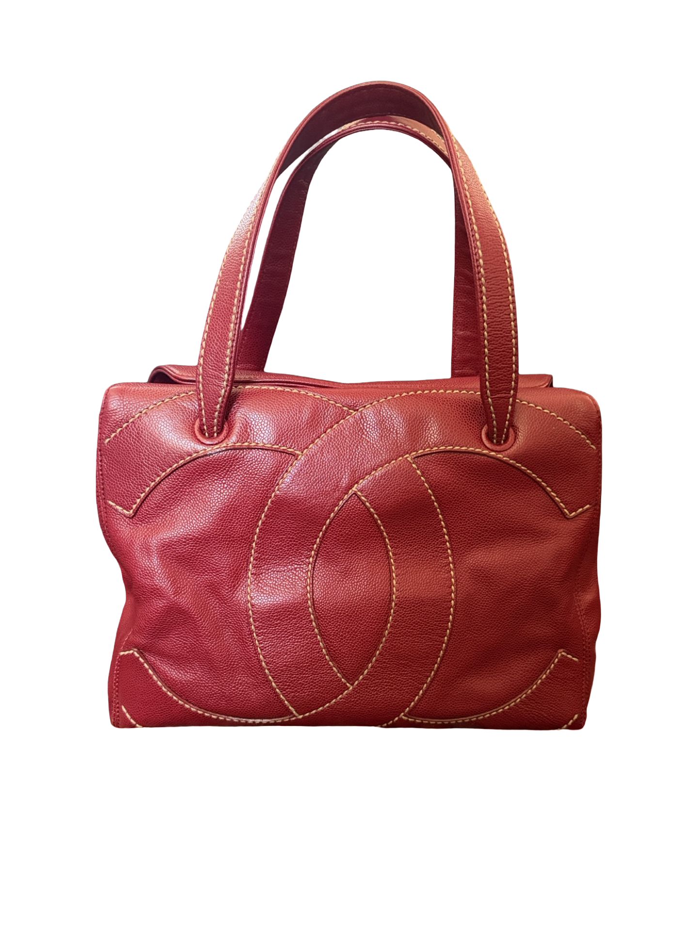 Chanel Red Caviar CC Stitch Tote