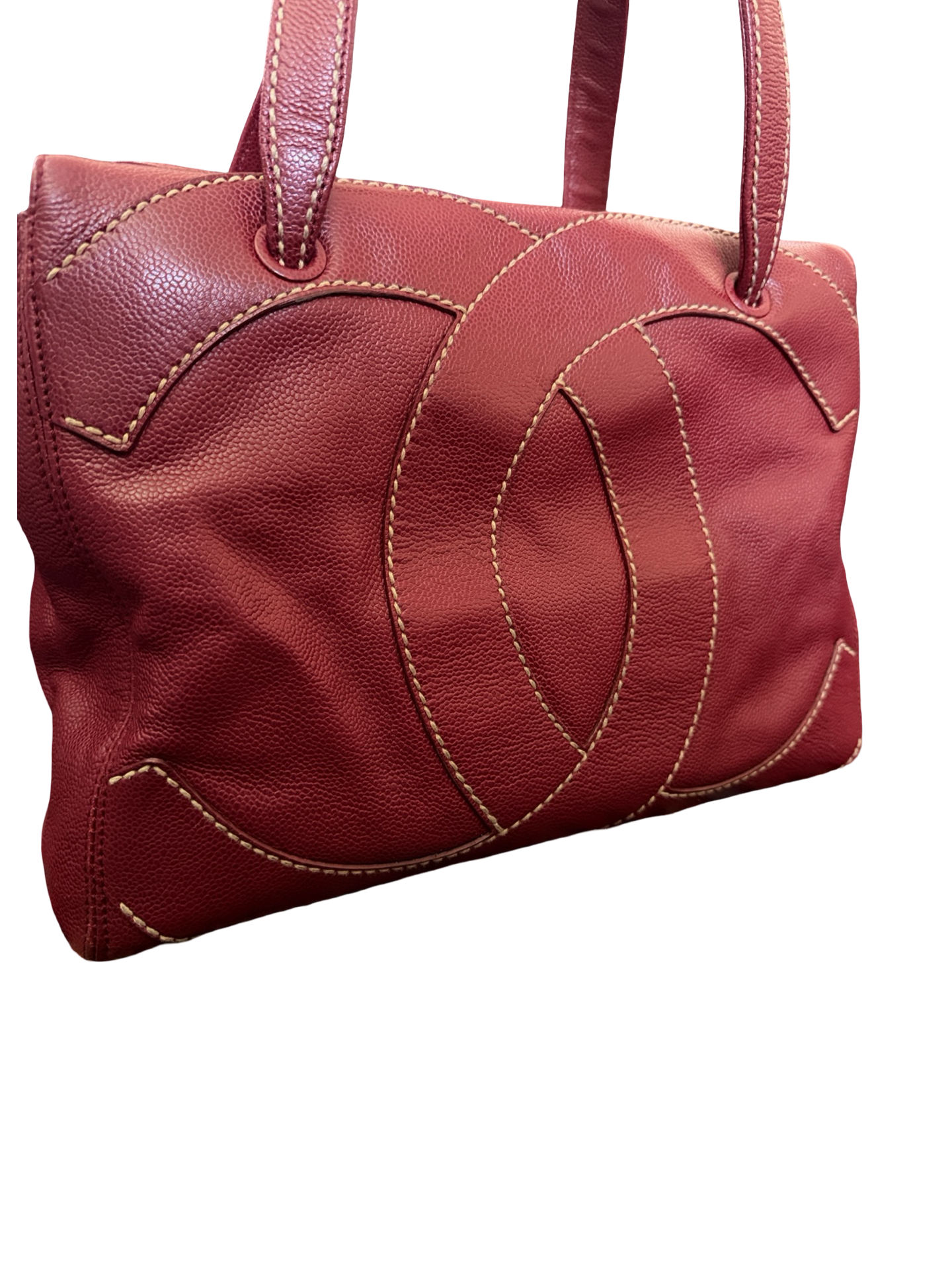 Chanel Red Caviar CC Stitch Tote