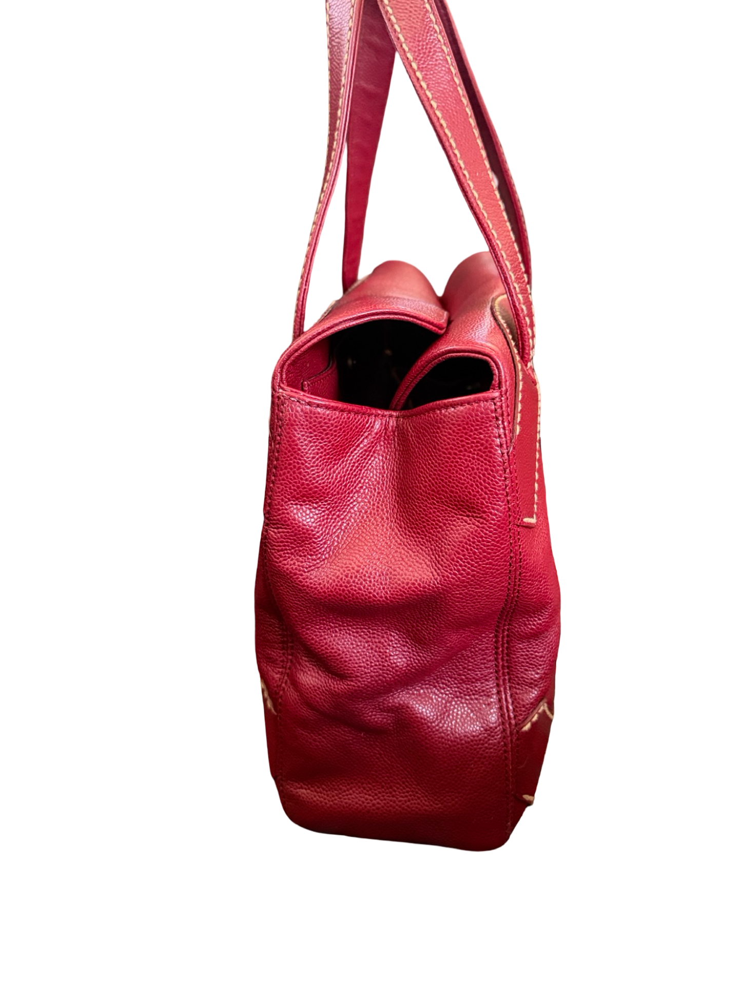 Chanel Red Caviar CC Stitch Tote