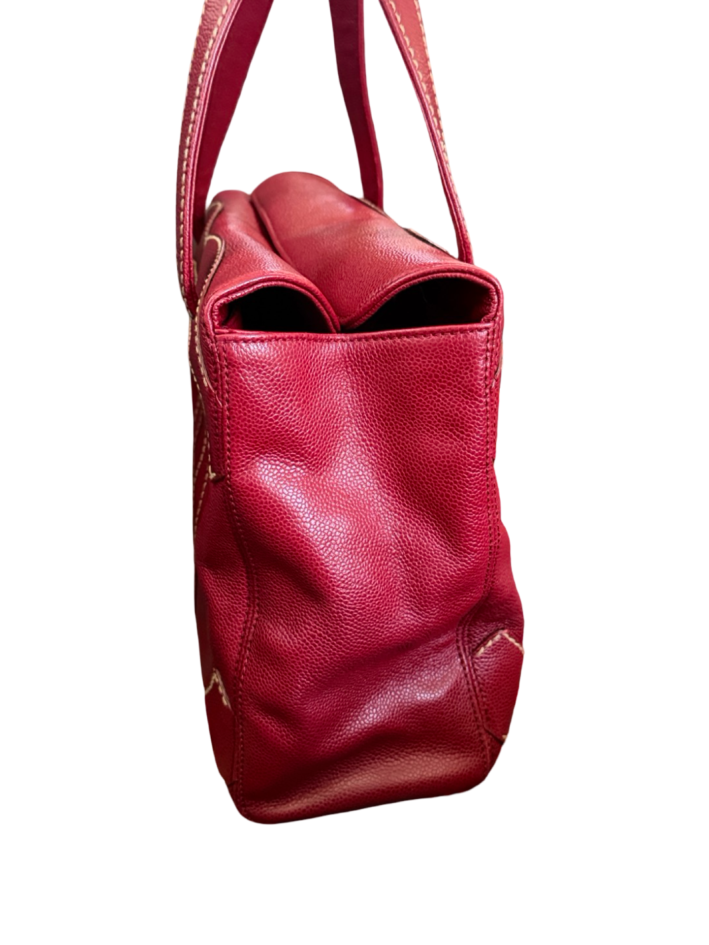 Chanel Red Caviar CC Stitch Tote