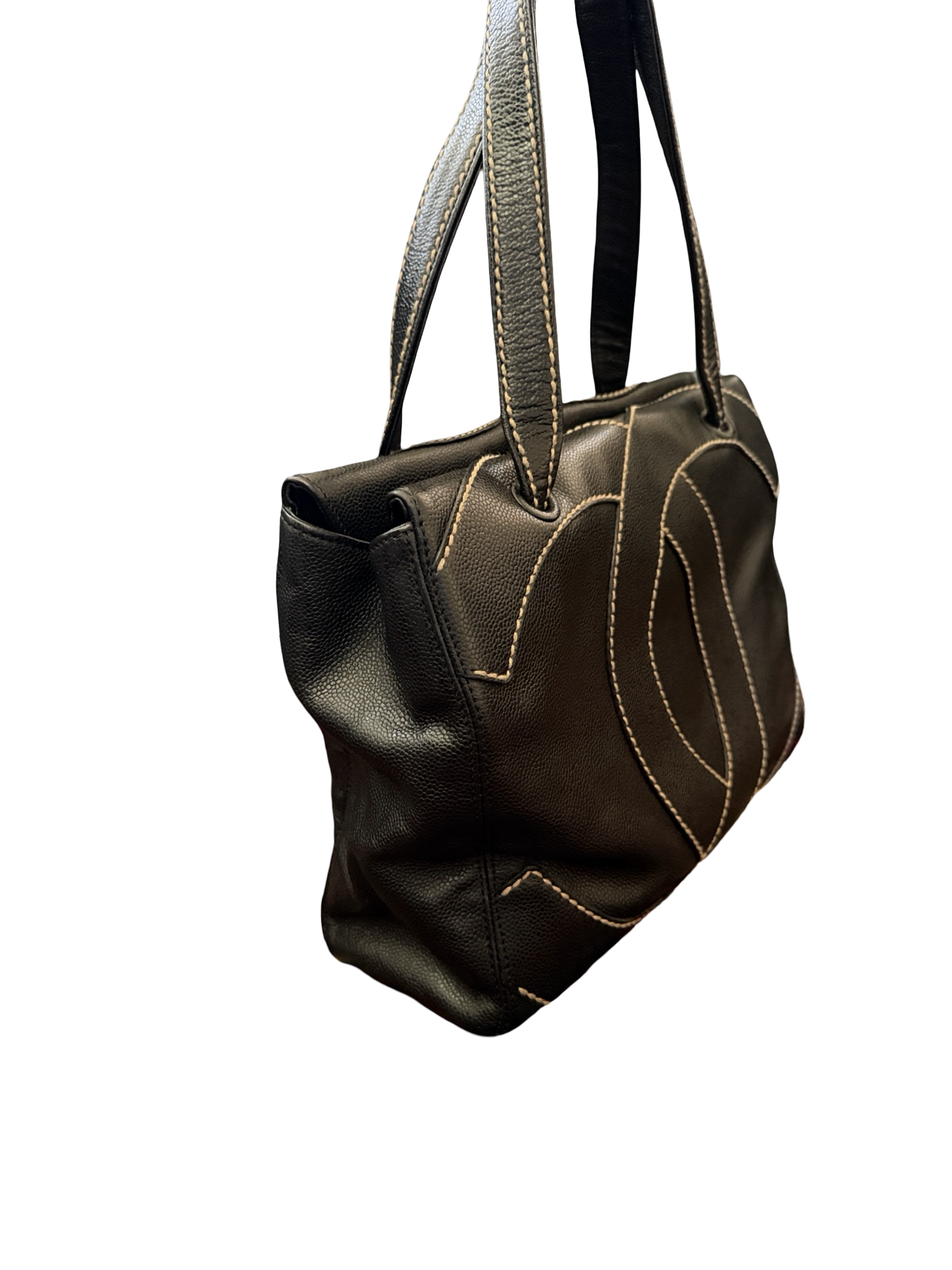 Chanel Black Caviar CC Stitch Tote