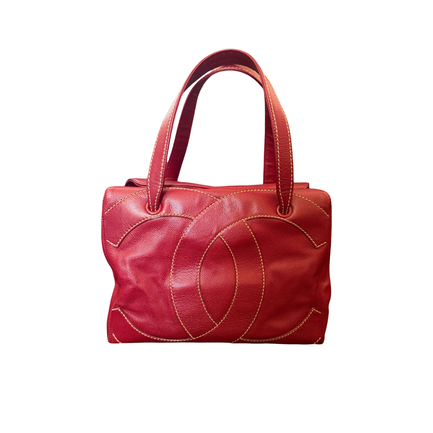 Chanel Red Caviar CC Stitch Tote