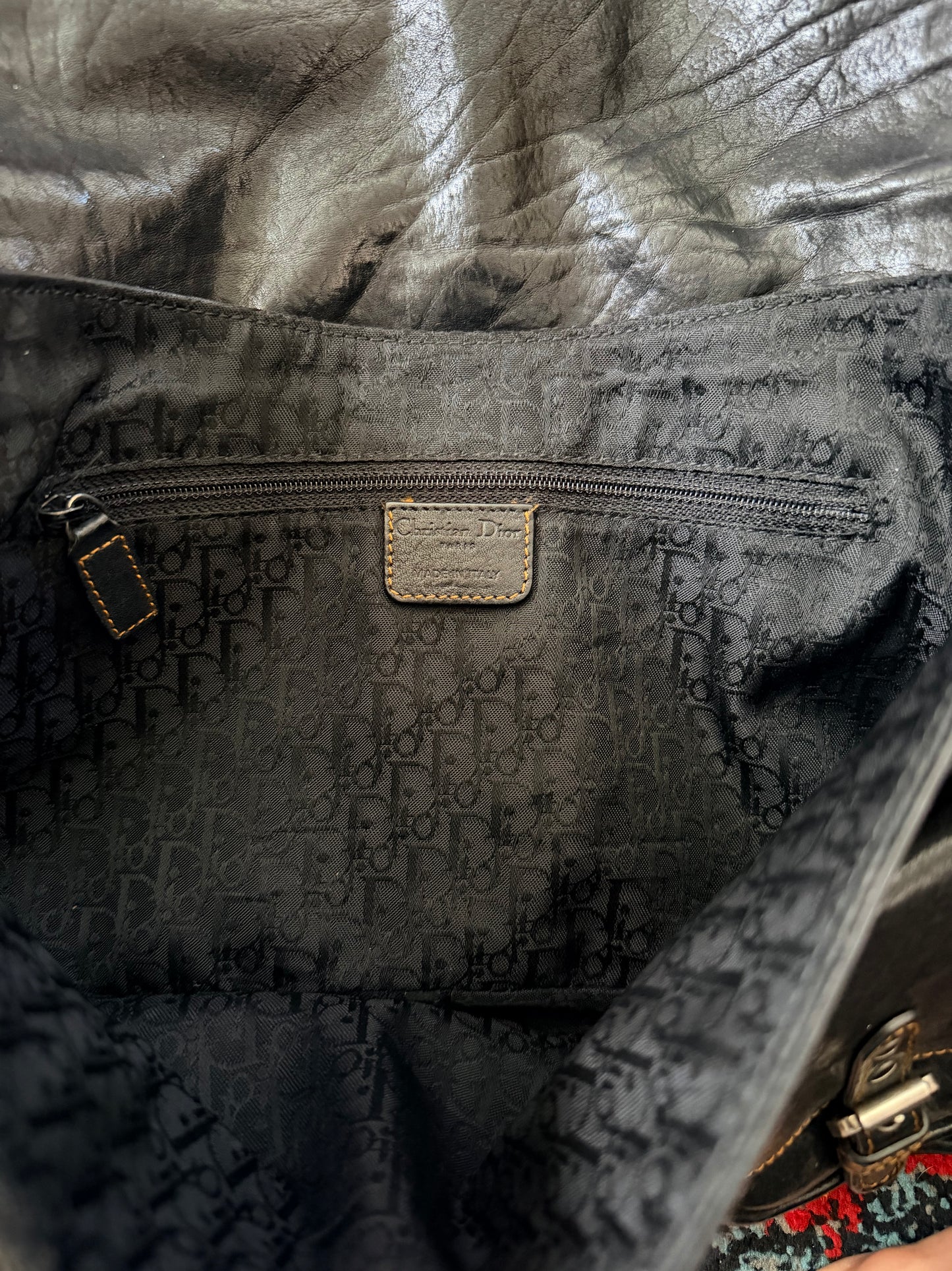 Dior Black Leather Medium Gaucho Bag