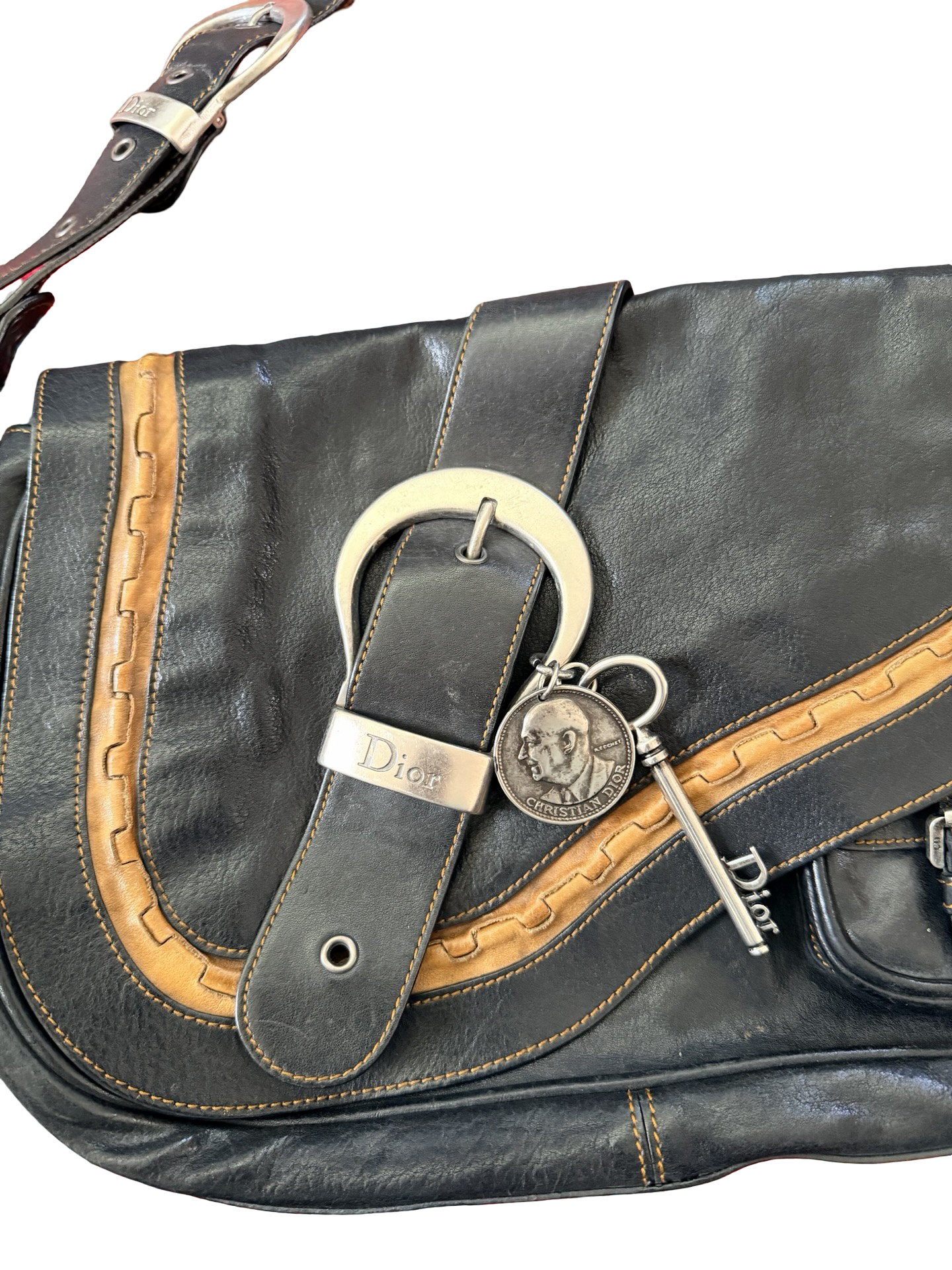 Dior Black Leather Medium Gaucho Bag