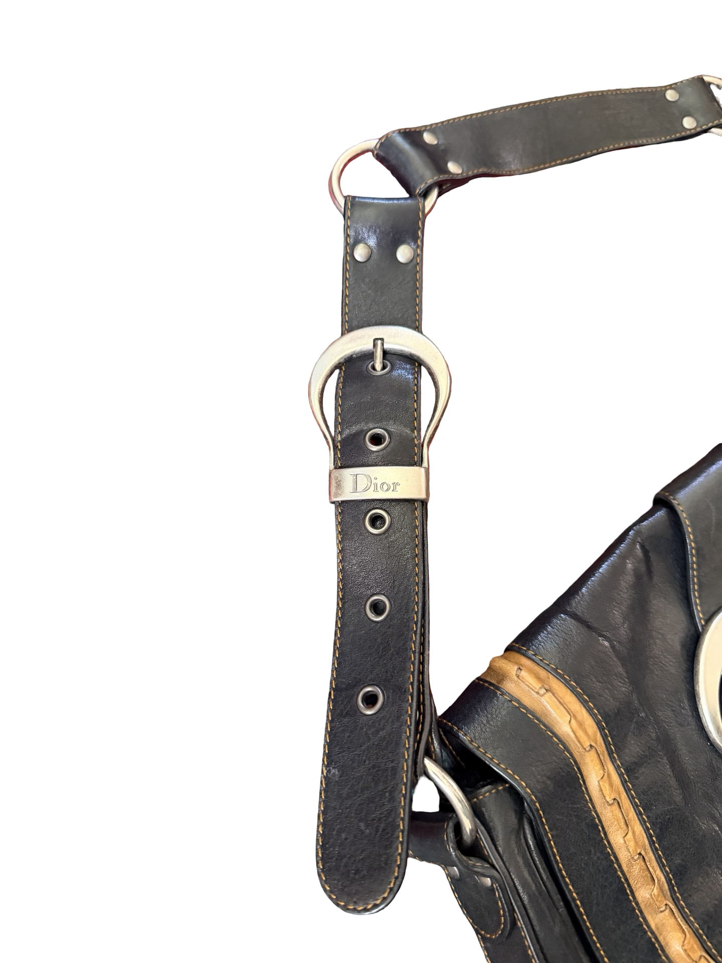 Dior Black Leather Medium Gaucho Bag