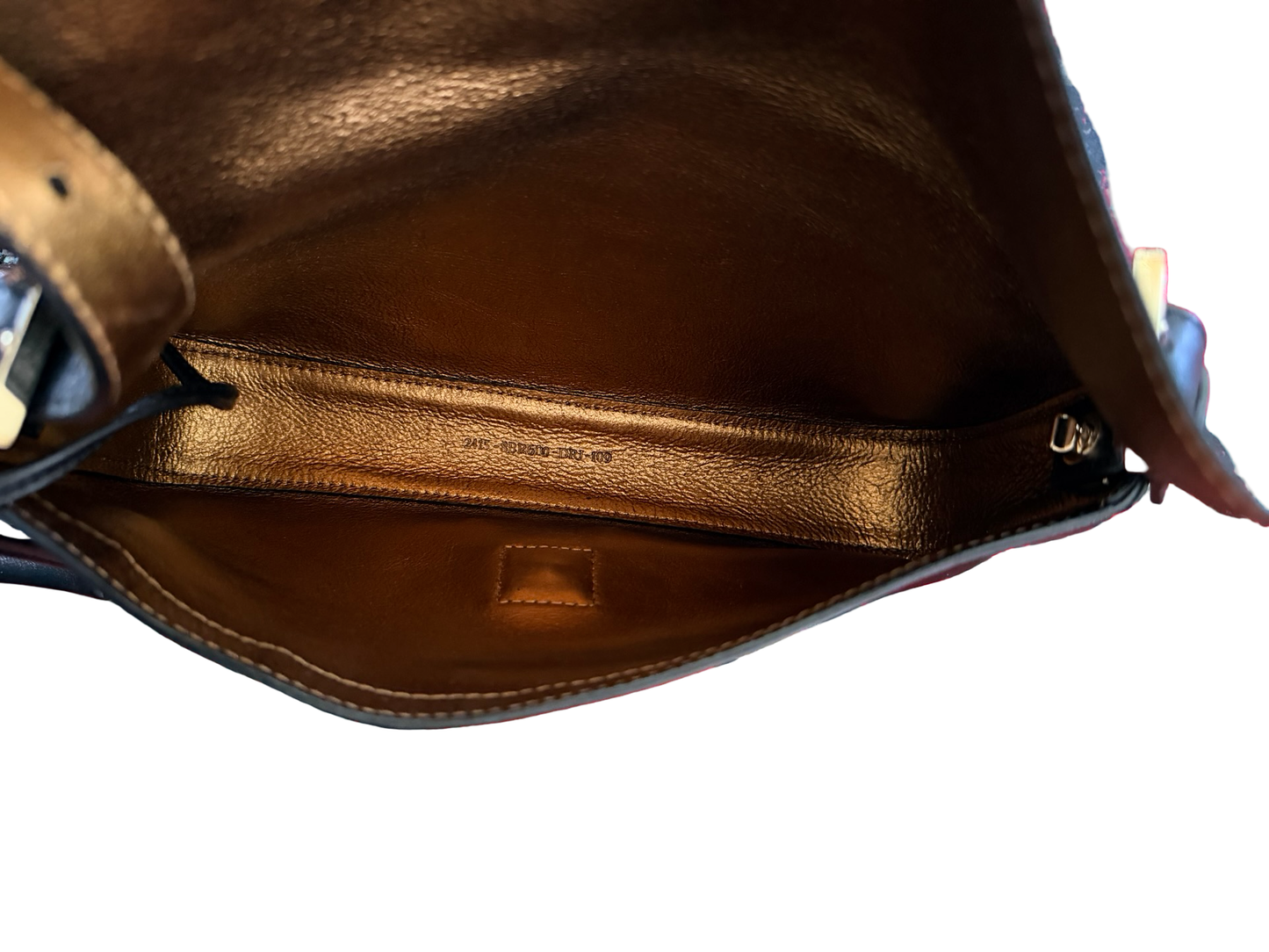 Fendi Black Leather Gold Studded Baguette Shoulder Bag
