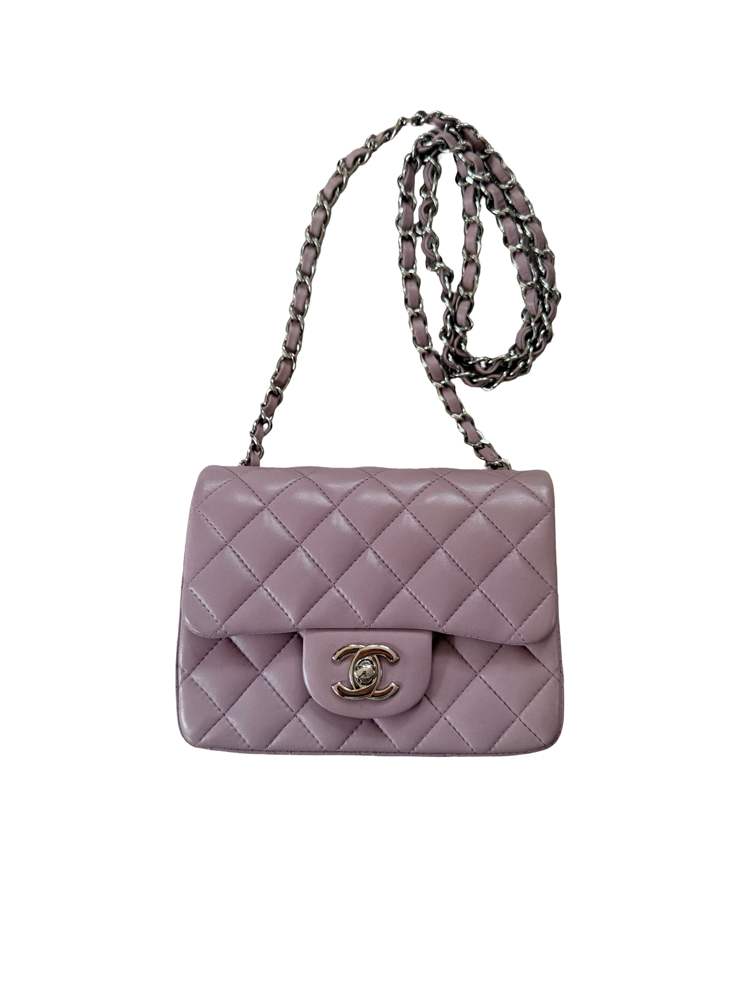 Chanel Lavender Lambskin Mini Square Crossbody
