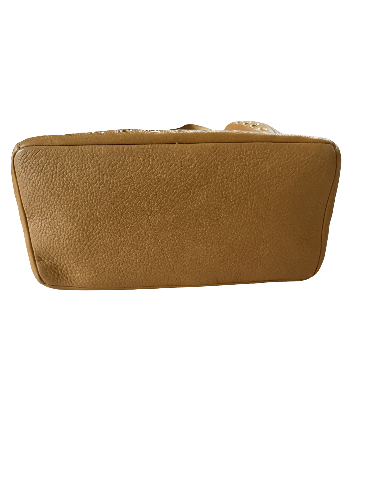 Prada Tan Vitello Daino Leather Grommet Bucket Bag
