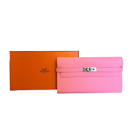 Hermes Rose Confetti Epsom Kelly Longue Wallet