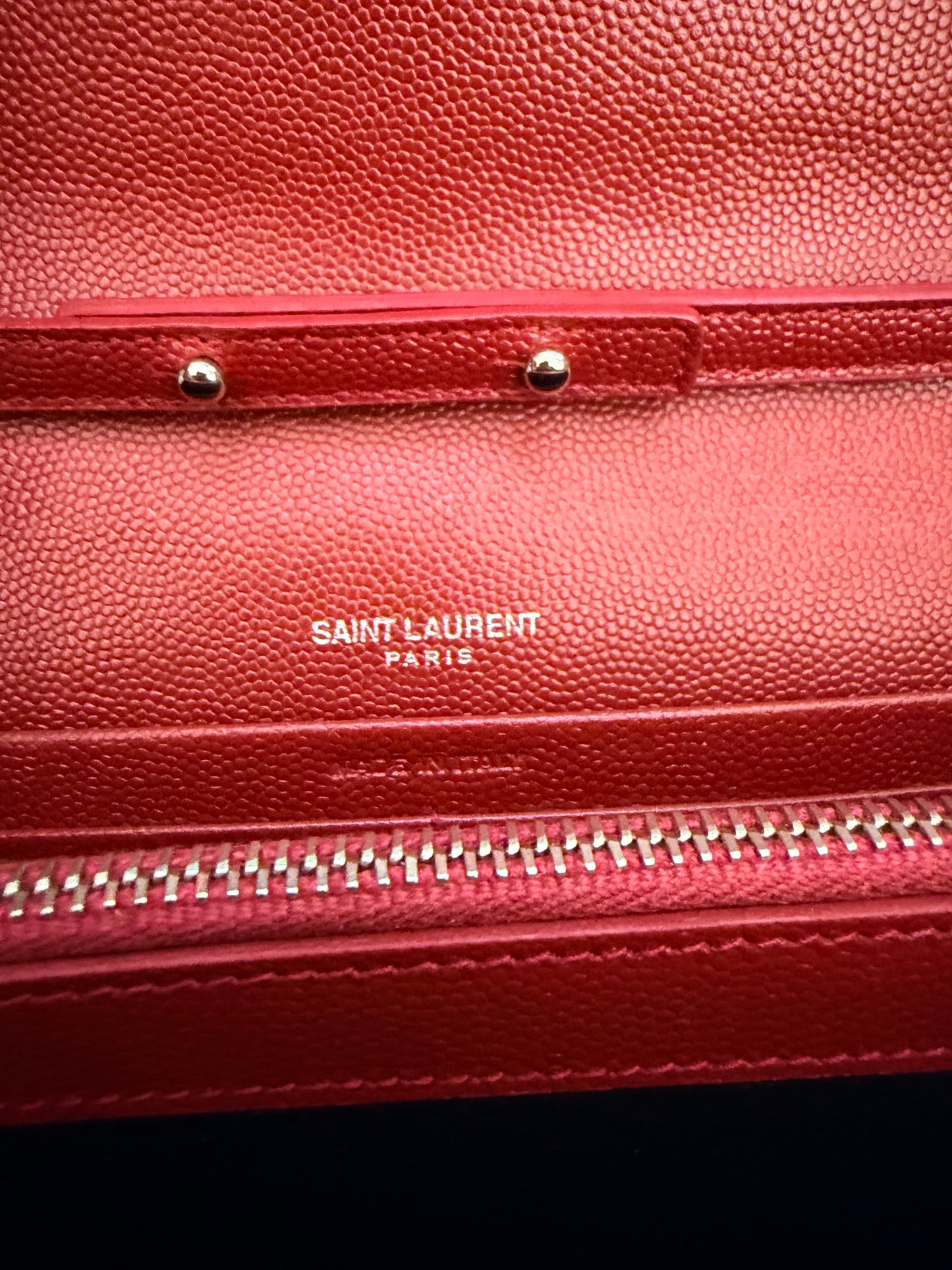 Saint Laurent YSL Burgundy Chevron Cassandra Bag