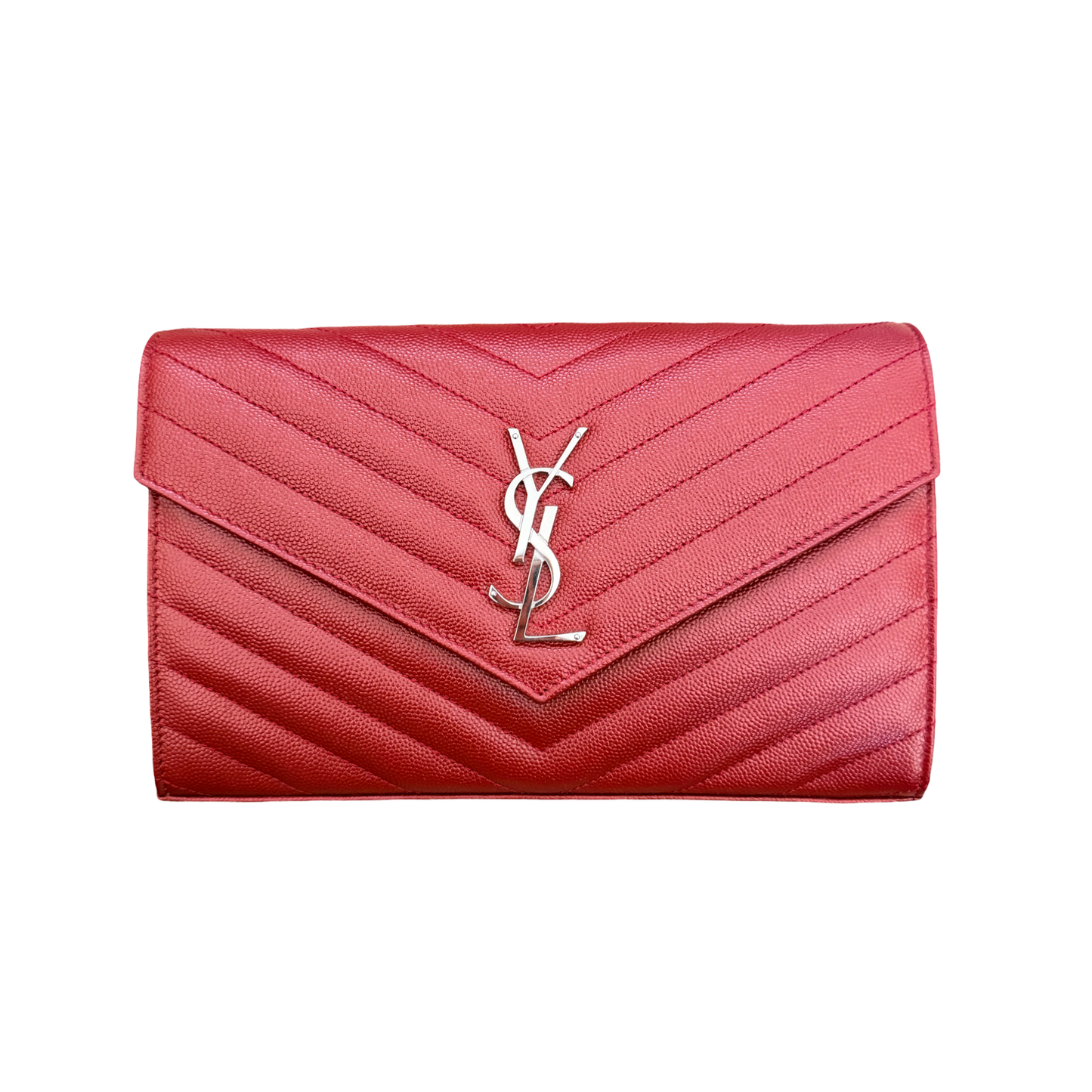 Saint Laurent YSL Burgundy Chevron Cassandra Bag