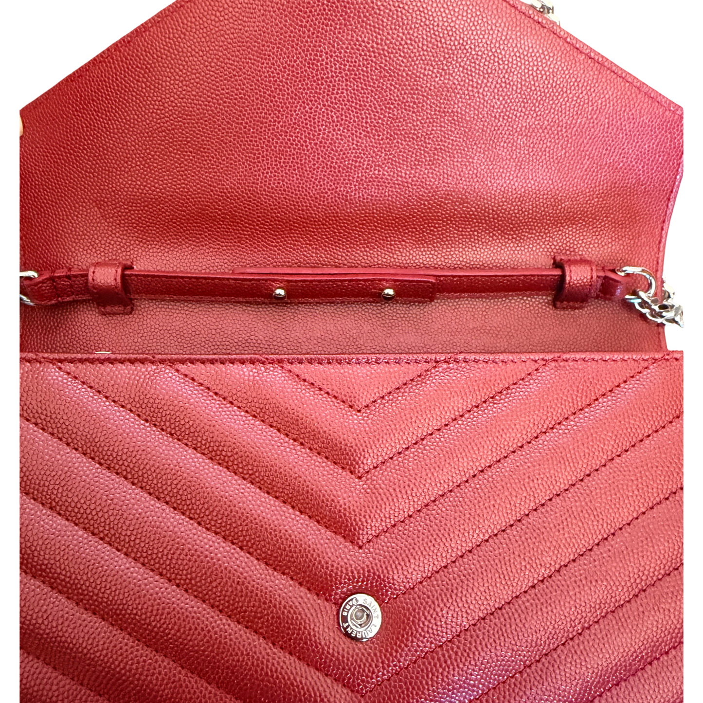 Saint Laurent YSL Burgundy Chevron Cassandra Bag
